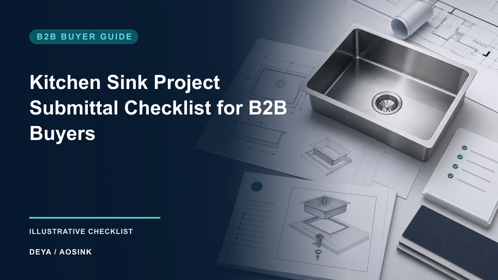 Kitchen Sink Project Submittal Checklist for B2B Buyers — illustrative B2B checklist by DEYA / AOSINK